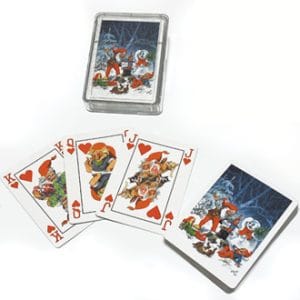 Spillekort med Vilhelm Hansen nisser – 6,5 x 9 cm. 54 kort
