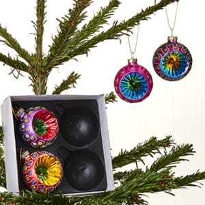 Glassjulekuler med refleks og opphengssnor – 4 stk. (Ø 6 cm)